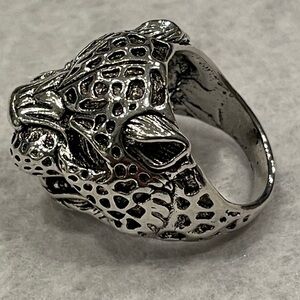 Silver Jaguar Big Cat Ring - Nickel - Size 9